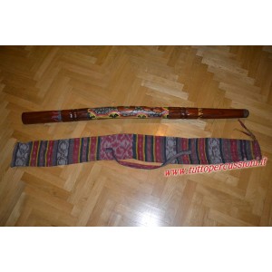 Didgeridoo Indonesiano in Teak - cm 130 - Intarsiato Decorato - Con Custodia in Stoffa