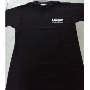 UFIP T-shirt Nera - Maglietta a maniche corte Taglia M - Logo Ufip piccolo davanti e Grande dietro