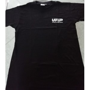 UFIP T-shirt Nera - Maglietta a maniche corte Taglia L - Logo Ufip piccolo davanti e Grande dietro